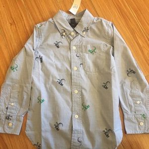 NWT Gap Kids Blue poplin With Dinosaurs, XS Reg